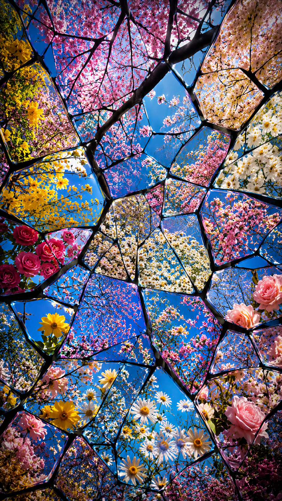 Floral Glass Mosaic Wallpaper
