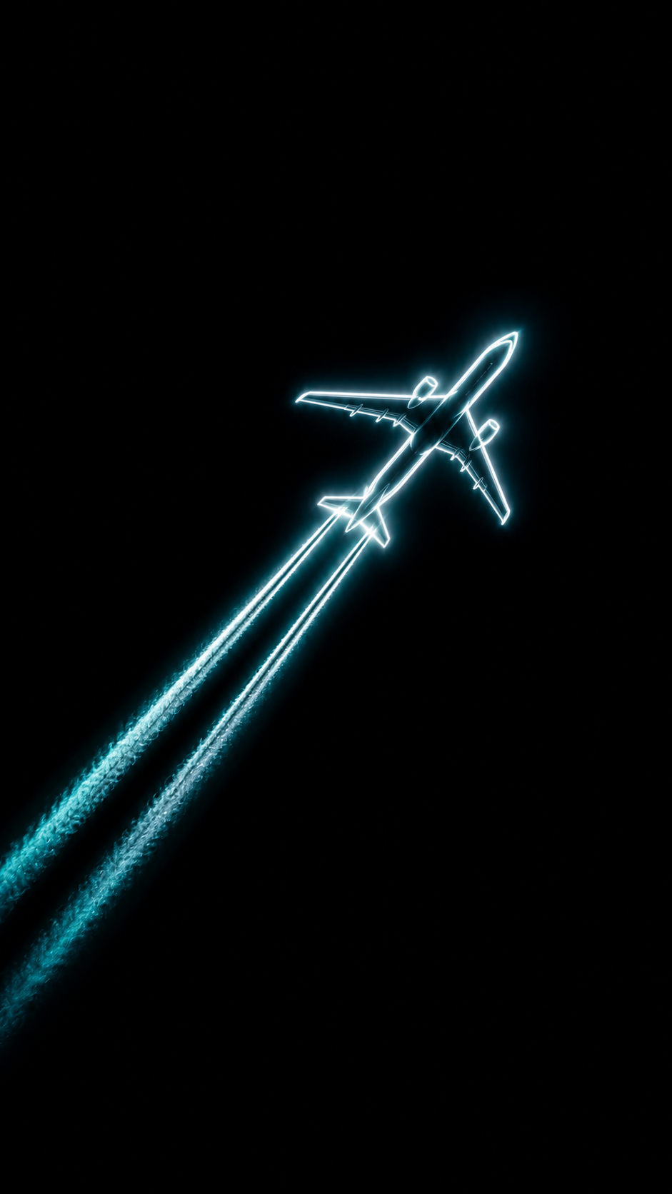 Neon Airplane Trail AMOLED Wallpaper